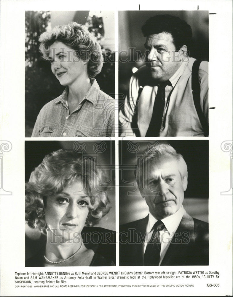 1991 Press Photo Annette Benning George Wendt Guilty By Suspicion - Historic Images