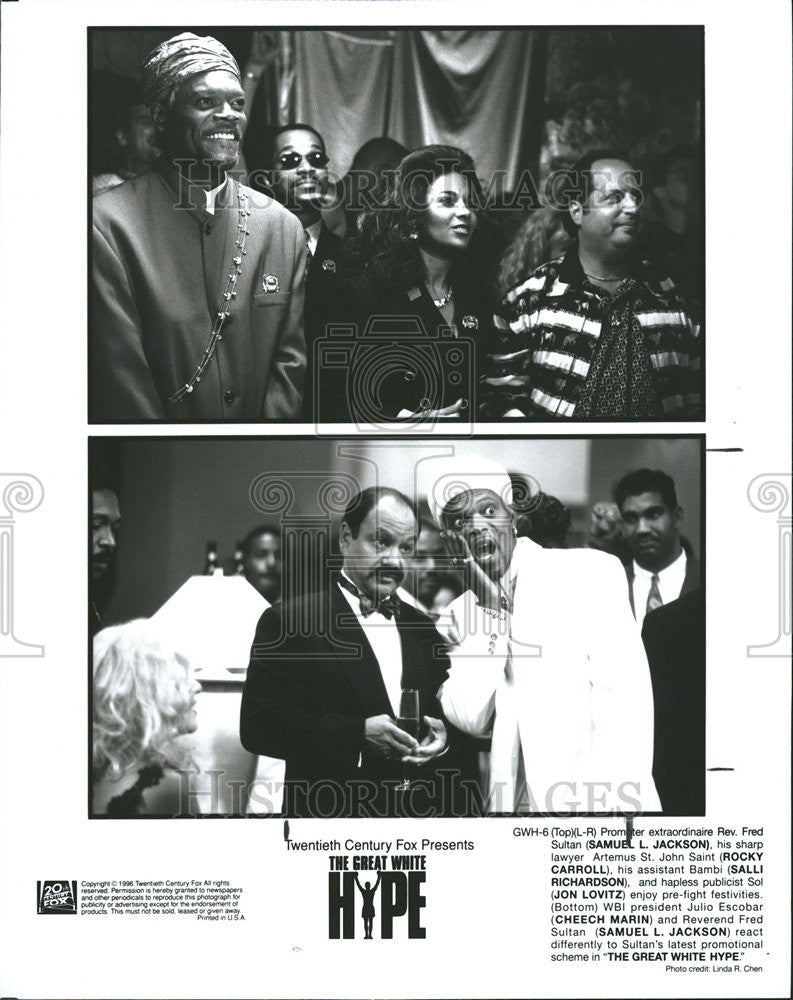 1996 Press Photo Great White Hype Reginald Hudlin Samuel Jackson Peter Berg Jeff - Historic Images