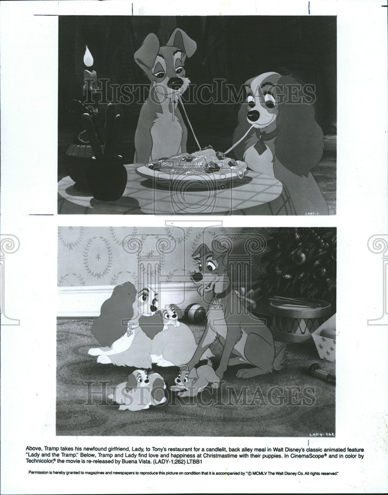 1986 Press Photo Lady Tramp America Animated Film Walt Disney Buena Vista Peggy - Historic Images