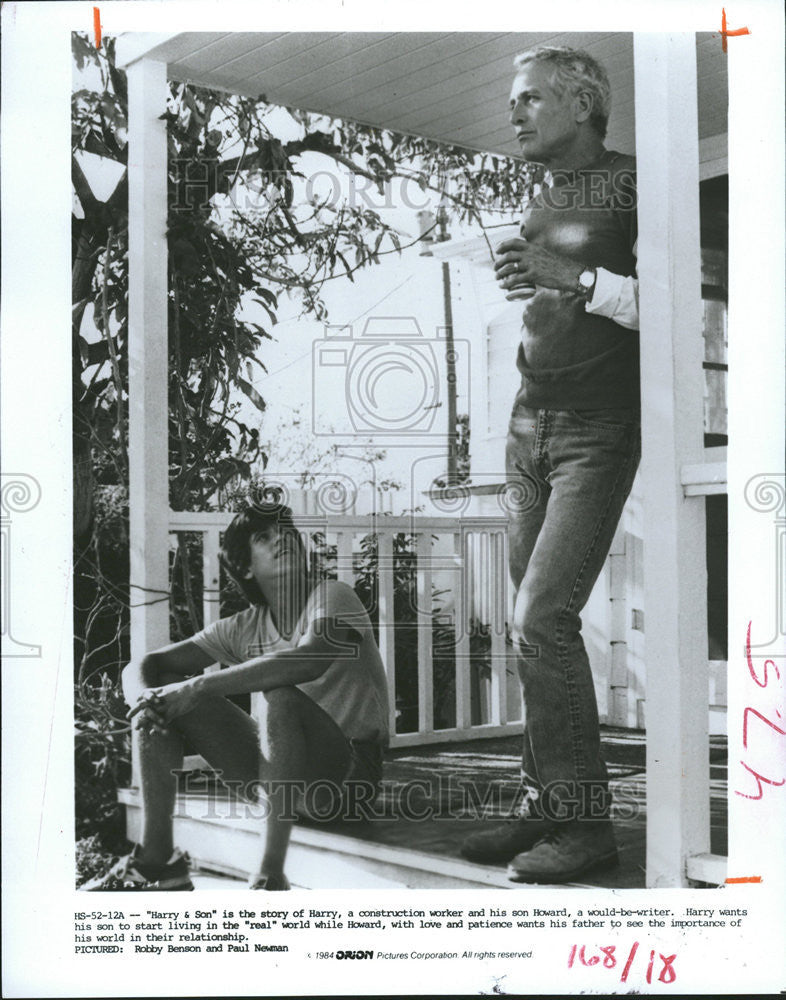 1985 Press Photo Robby Benson Paul Newman film TV star Harry Son movie scene - Historic Images