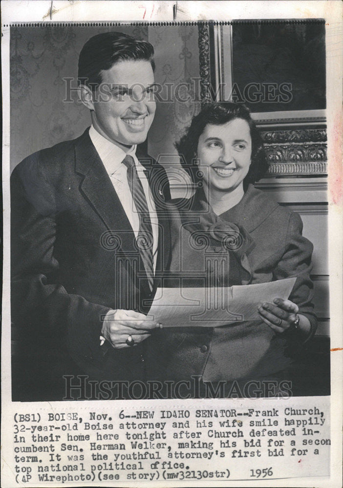 1956 Press Photo Frank Church cumbent Sen Herman Welker national political - Historic Images