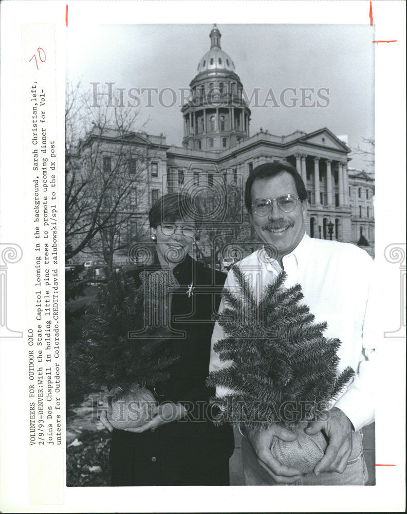 1993 Press Photo State Capitol Sarah Christian Dos Chappell little pine trees - Historic Images