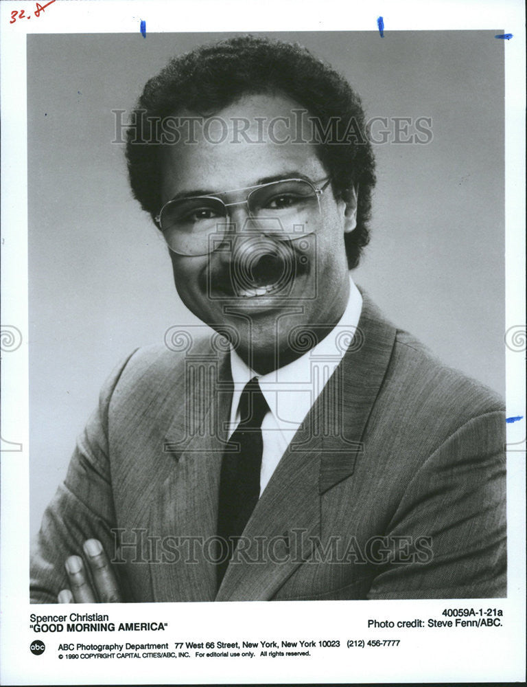 1990 Press Photo Spencer Christian, Good Morning America, ABC TV - Historic Images
