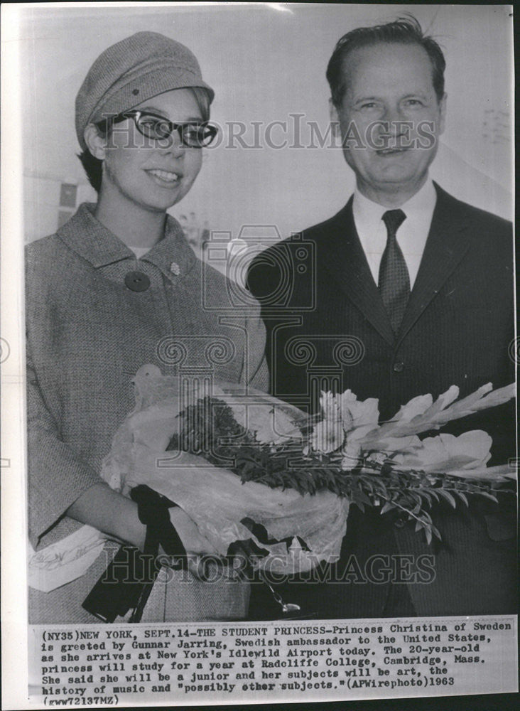 1963 Press Photo Sweden Princess Christina, Ambassador Gunmar Jarring - Historic Images