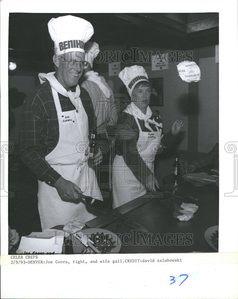 1993 Press Photo Joe Coors Gail Coors Celebrity Chef - Historic Images