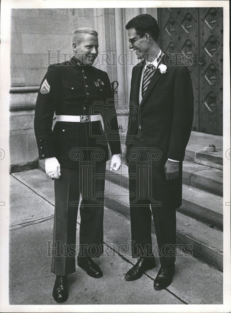 1966 Press Photo Adolph Coors IV and Joseph Coors Jr Chat - Historic Images