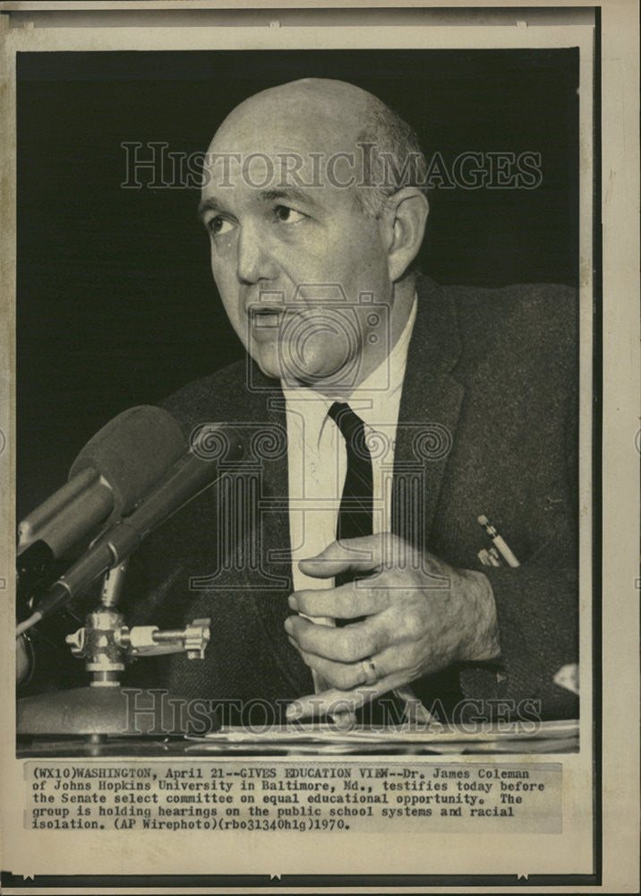 1970 Press Photo Dr James Coleman Johns Hopkins University Baltimore - Historic Images