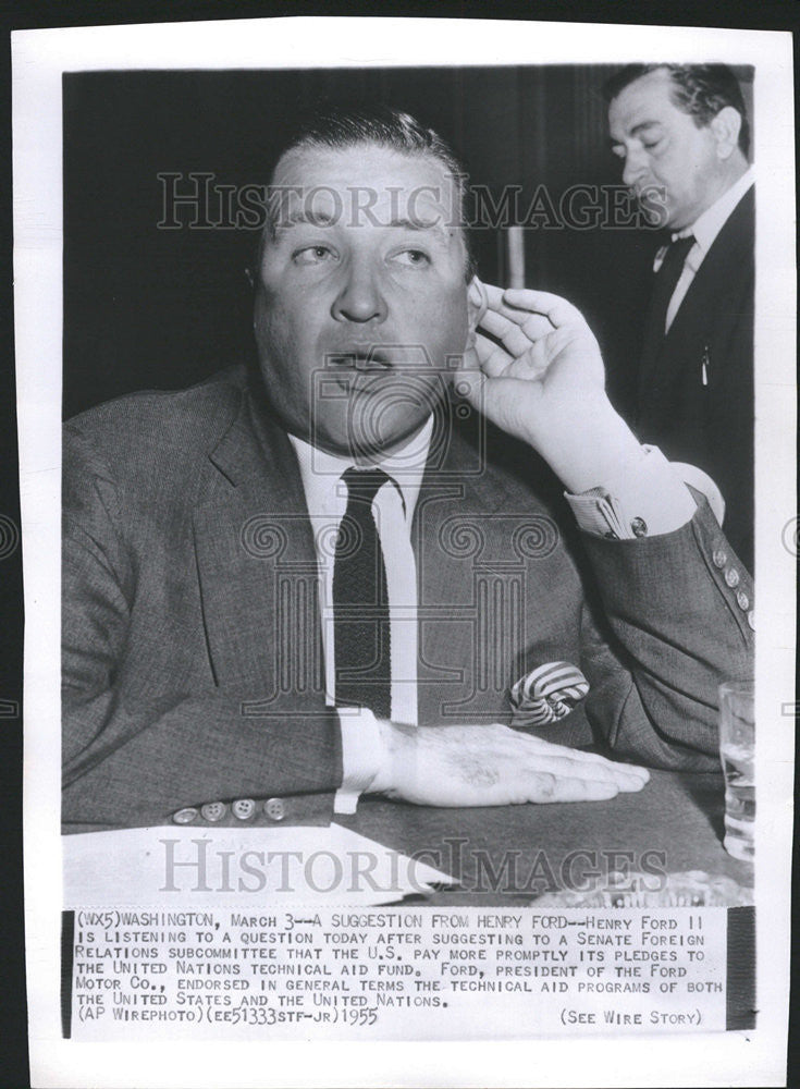 1955 Press Photo Henry Ford II Senate Foreign Relations sub Committee UN Motor - Historic Images