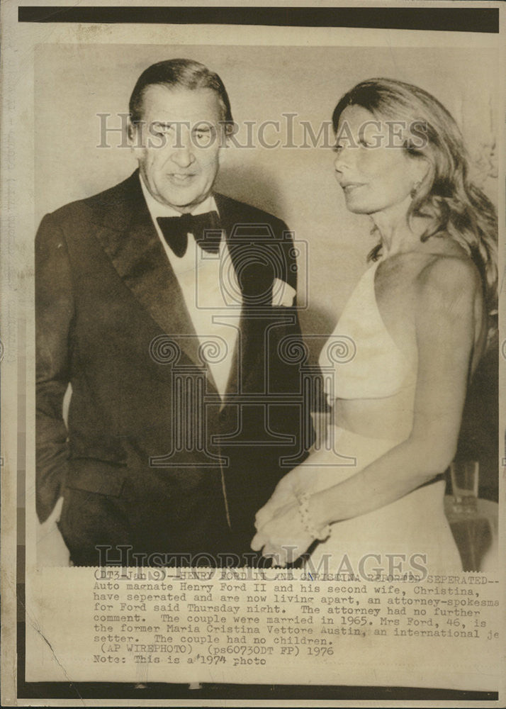 1976 Press Photo Ford Motor Company President Henry Ford II And His Wife - Historic Images