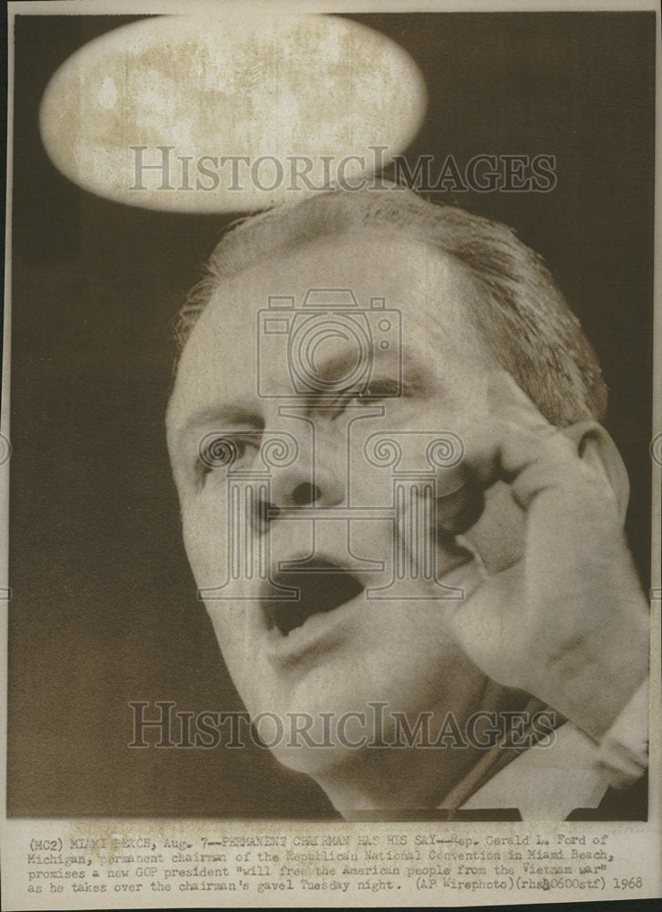 1968 Press Photo Gerald Ford Michigan Miami Beach American Vietnam - Historic Images