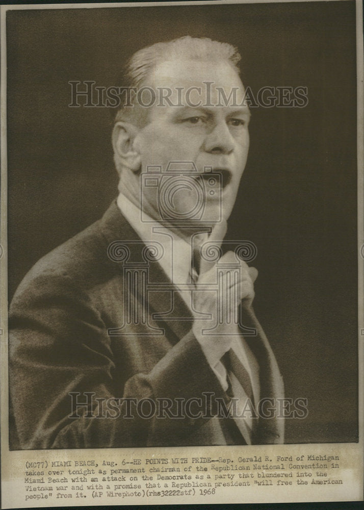 1968 Press Photo Representative Gerald Ford Michigan Chairman Republic National - Historic Images