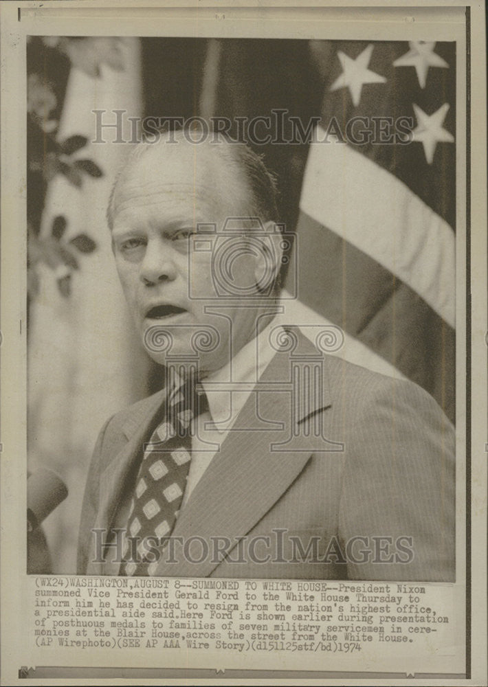 1974 Press Photo President Nixon Summoned Vice President Gerald Ford White House - Historic Images