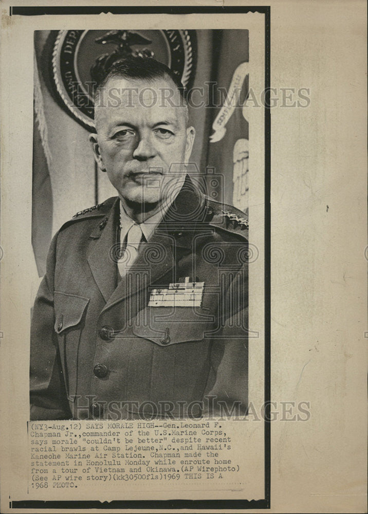 1968 Press Photo Leonard Chapman Commander U.S. Marine Corps - Historic Images