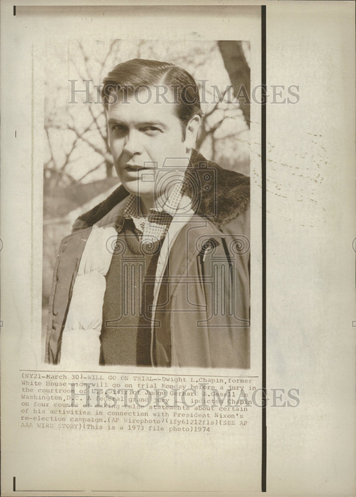 1974 Press Photo Dwight Chapin US Judge Jury Trial District House Aide - Historic Images