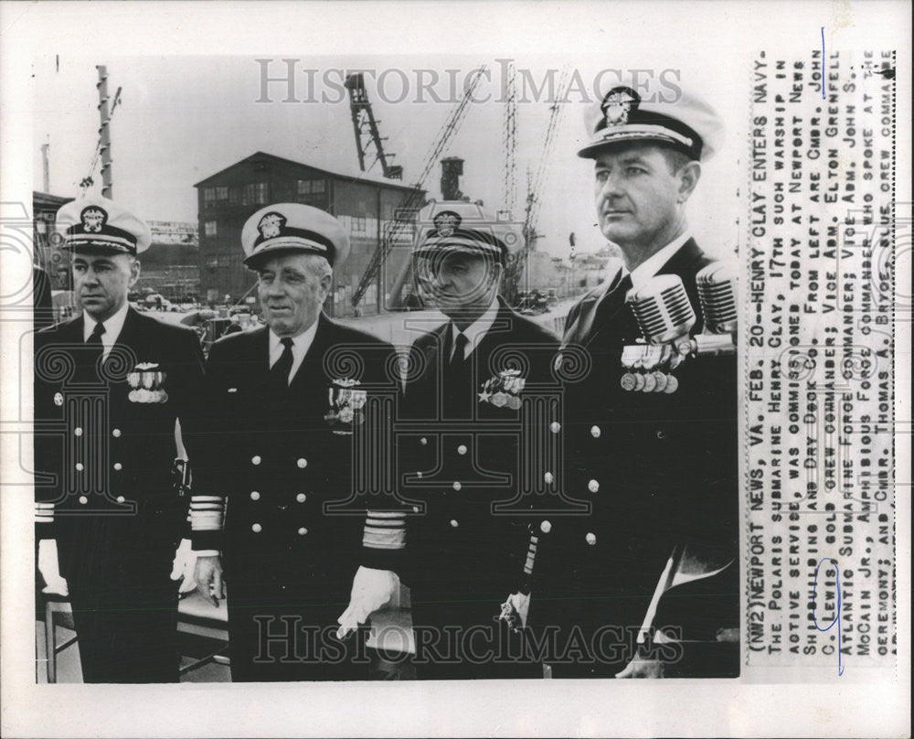 1961 Press Photo CMBR John Lewis Vice Adm Elton Grenfell - Historic Images