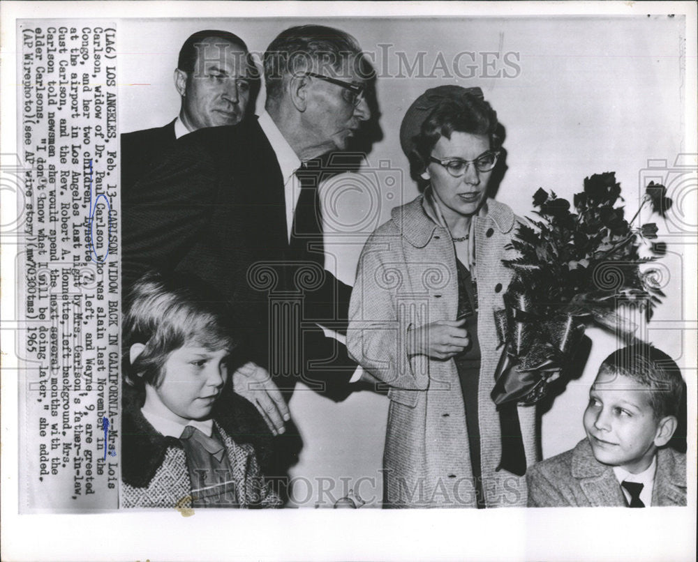 1965 Press Photo Lois Carlson Paul Congo widow slain November children - Historic Images