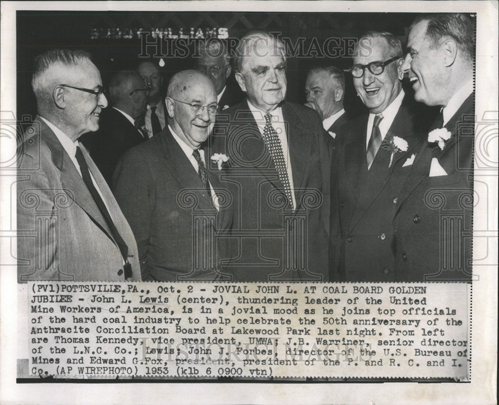1953 Press Photo Coal Board Golden Jubilee John Lewis leader United Mine Workers - Historic Images