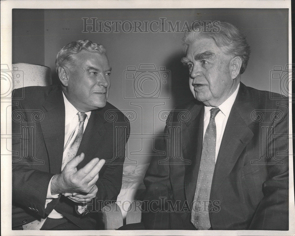 1956 Press Photo John L Lewis, David MacDonald At Democratic National Convention - Historic Images