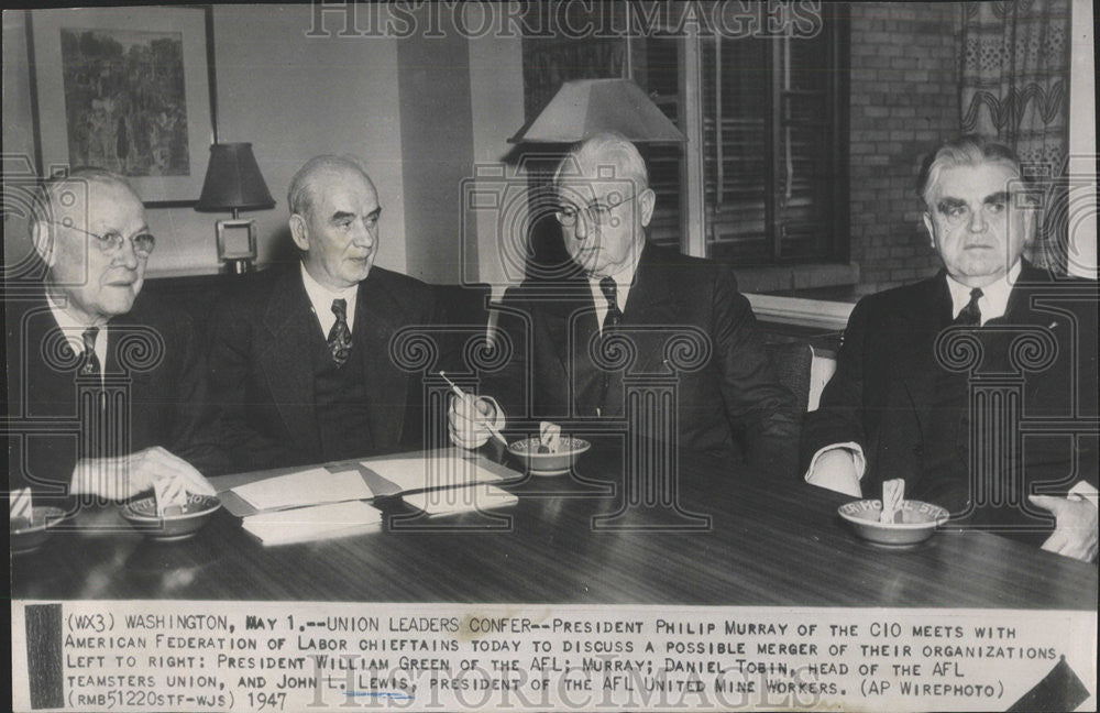 1947 Press Photo Murray CIO Green AFL Tobin Teamsters Lewis United Mine Workers - Historic Images