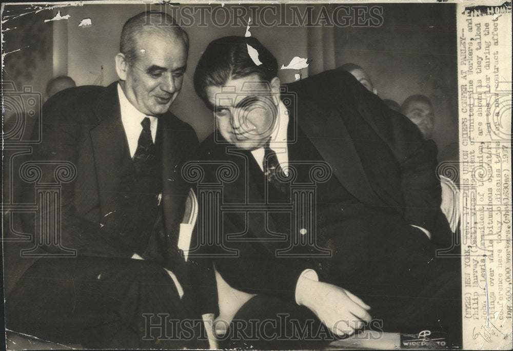 1937 Press Photo United Mine Workers Philip Murray Vice John Lewis President - Historic Images