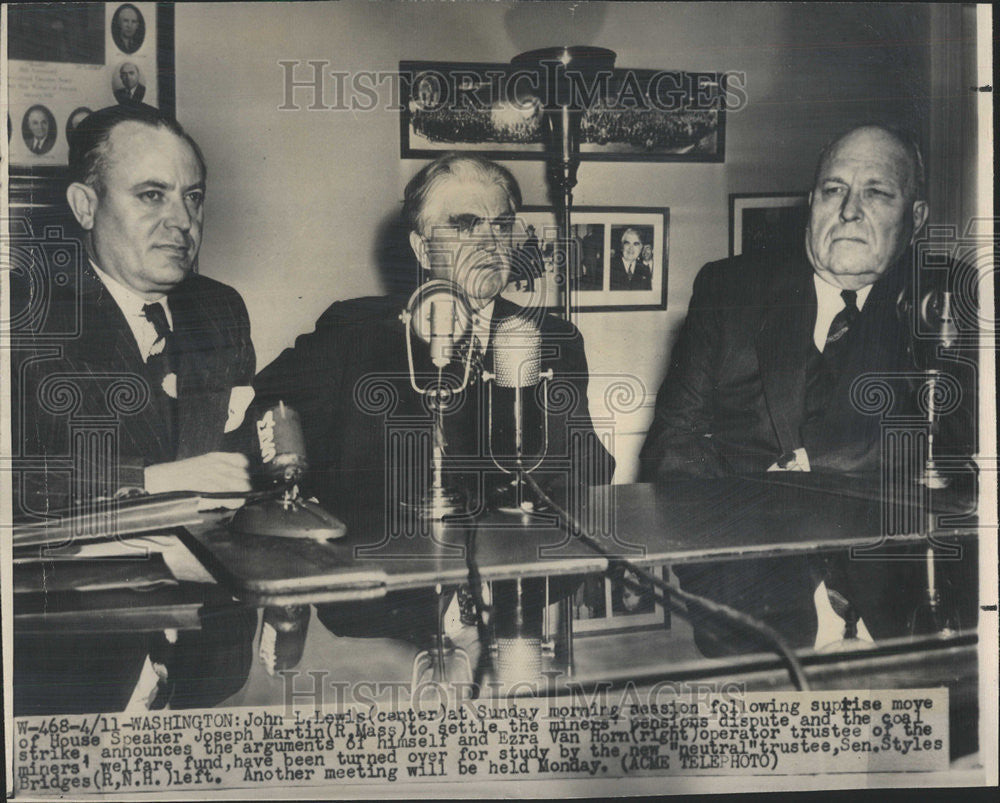 1948 Press Photo John L Lewis At Meeting To Settle Miners&#39; Pension Dispute - Historic Images