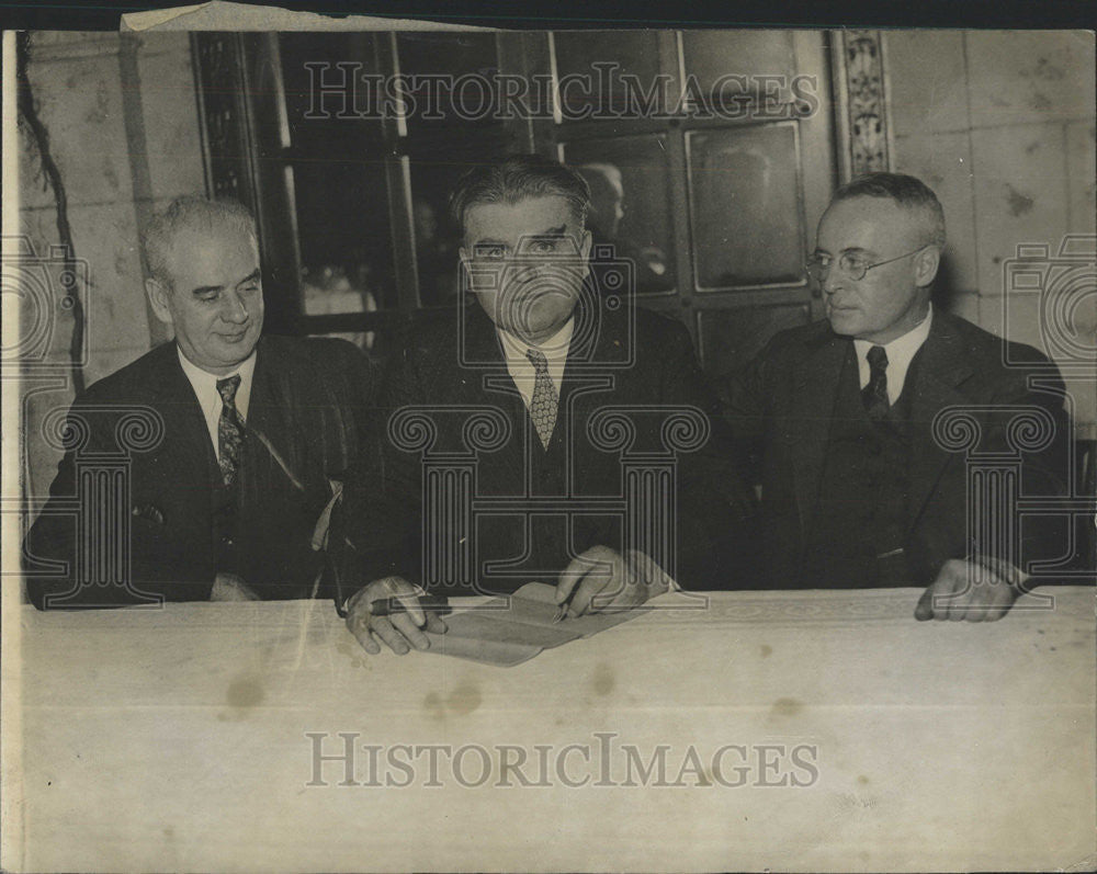 1942 Press Photo Coal Strike Thomas Kennedy John L. Lewis Philip Murray - Historic Images