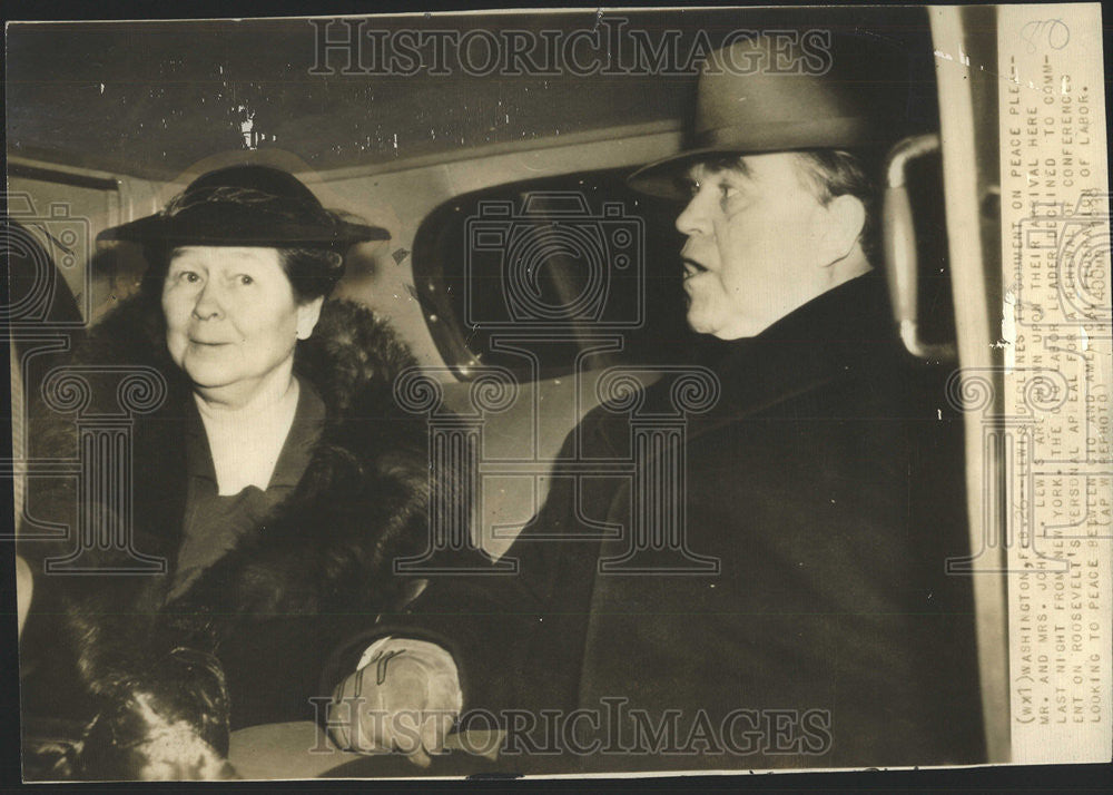 1939 Press Photo Labor Leaders Mr And Mrs John Lewis - Historic Images