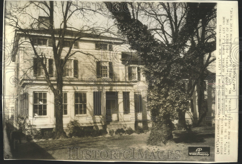 1937 Press Photo John Lewis United Mine Workers Historic Home - Historic Images