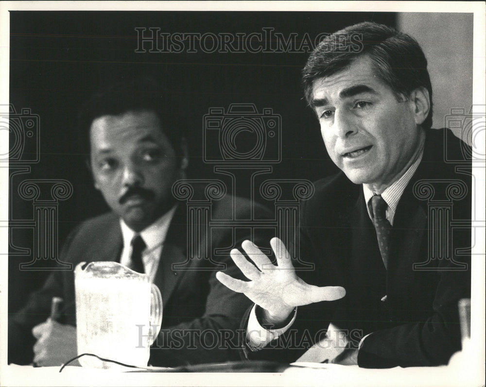 1987 Press Photo Jasse Jackson Mike Dukakis Hispanics - Historic Images