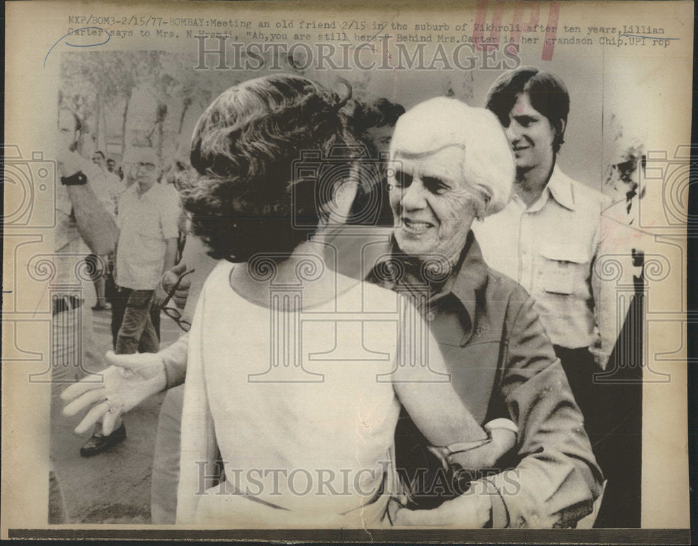 1977 Press Photo Mrs Lillian Carter, Grandson Chip, Mrs. N. Hramji, - Historic Images