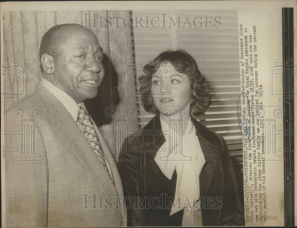 1976 Press Photo Judy Carter, Democratic Senate President Cecil Partee - Historic Images