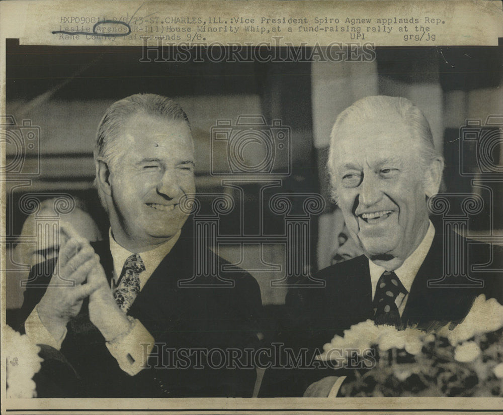 1973 Press Photo Vice President Spiro Agnew, Rep. Leslie Arends - Historic Images