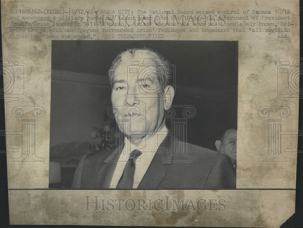 1968 Press Photo Panama President Arnulfo Arias - Historic Images