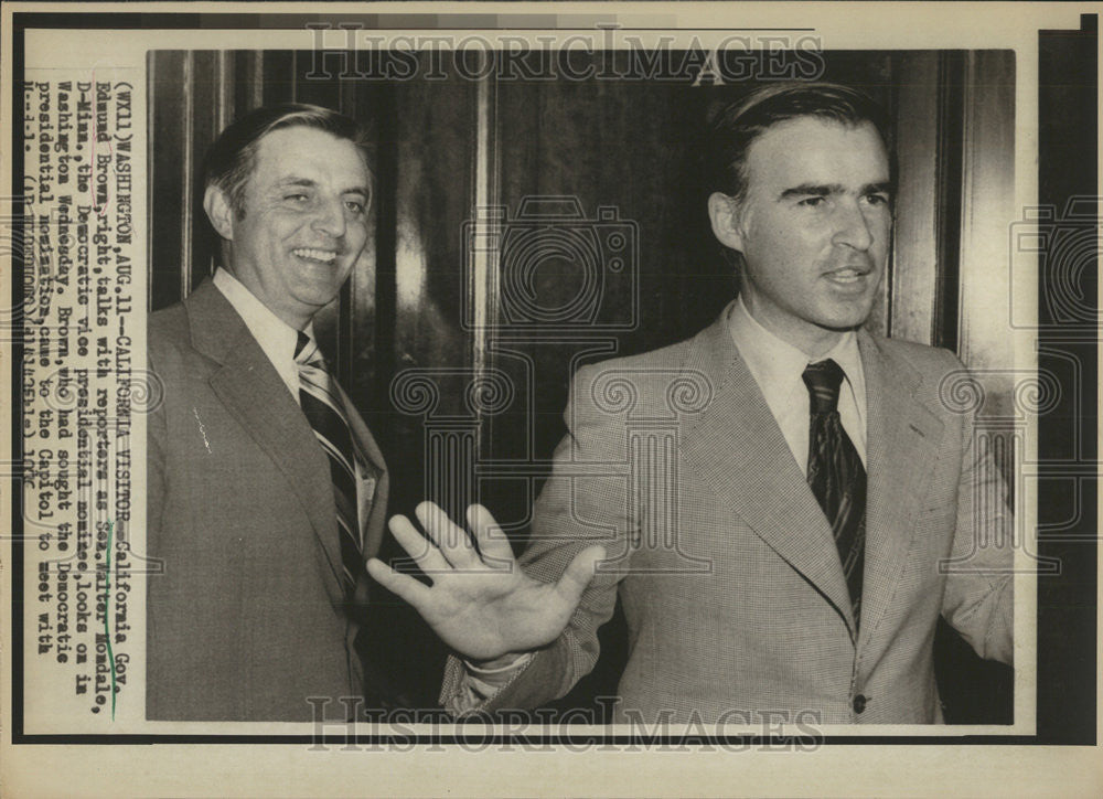 1976 Press Photo California Governor Edmund Brown Senator Walter Mondale - Historic Images