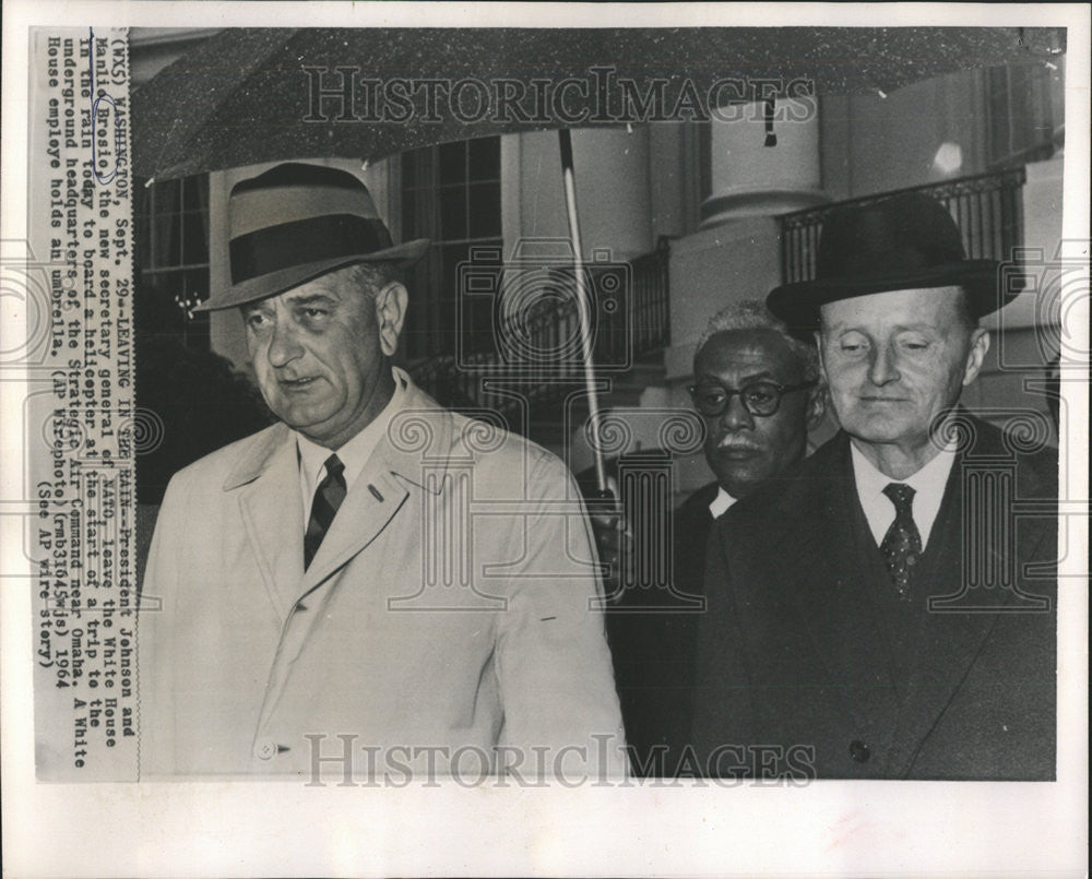 1964 Press Photo President Johnson Manilo Brosio Secretary General NATO - Historic Images