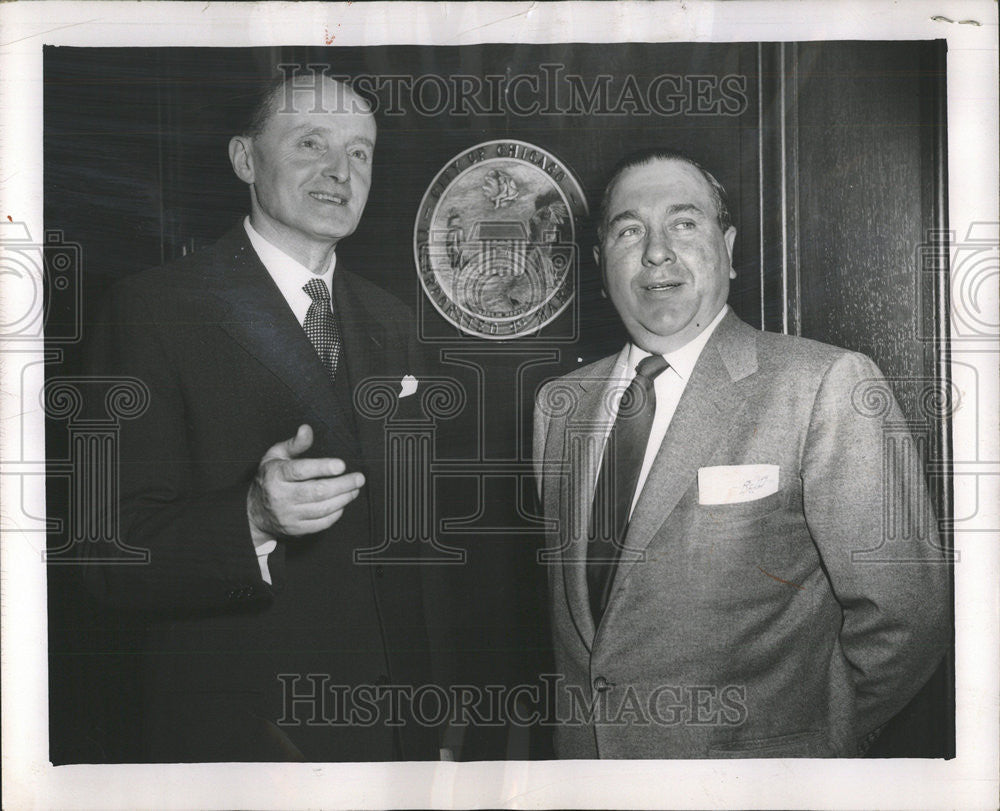 1956 Press Photo De Lugd Italian Ambassador Manlio Brosio Mayor Richard - Historic Images