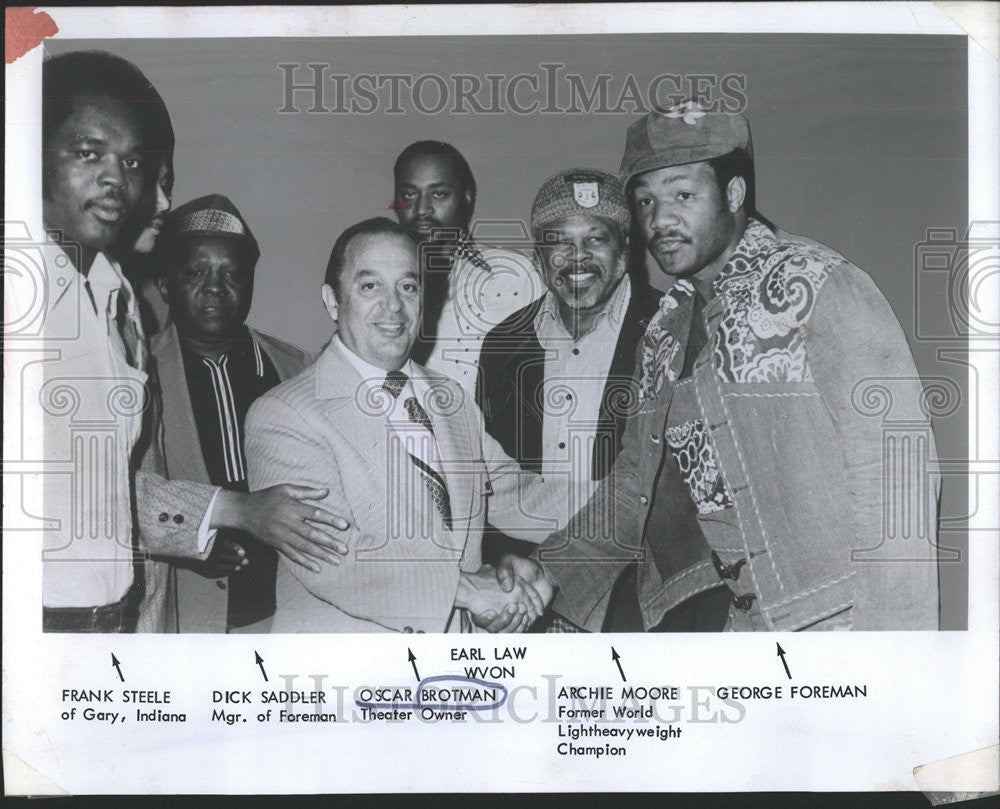 1974 Press Photo Earl Law Frank Steele Dick saddler Oscar Brotma Archie Moore - Historic Images