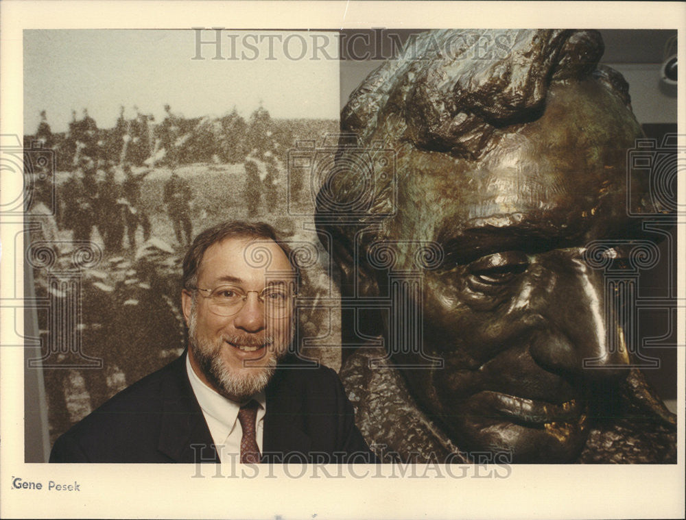 1990 Press Photo Ellsworth Brown Head Chicago Historical Society Museums Lincoln - Historic Images