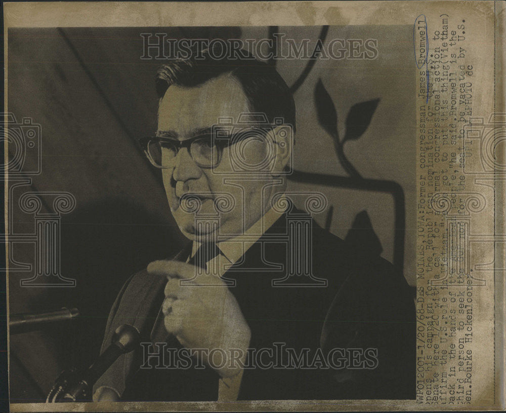 1968 Press Photo James Bromwell Bourke Hickenl Cover Former Congressman - Historic Images