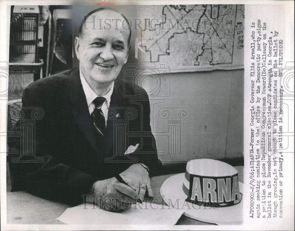 1966 Press Photo Former Georgia Governor Ellis Arnall - Historic Images