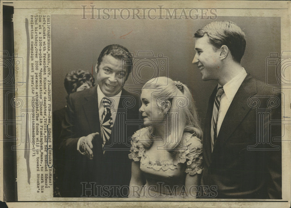 1971 Press Photo Senator Edward W. Brooke/Richard Nixon/Tricia Nixon/Edward Cox - Historic Images