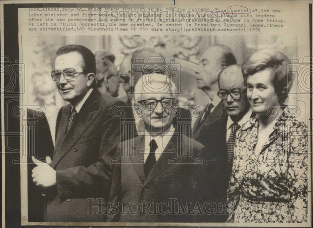 1976 Press Photo Tina Anselmi labor Minister woman Cabinet Italian History Snap - Historic Images