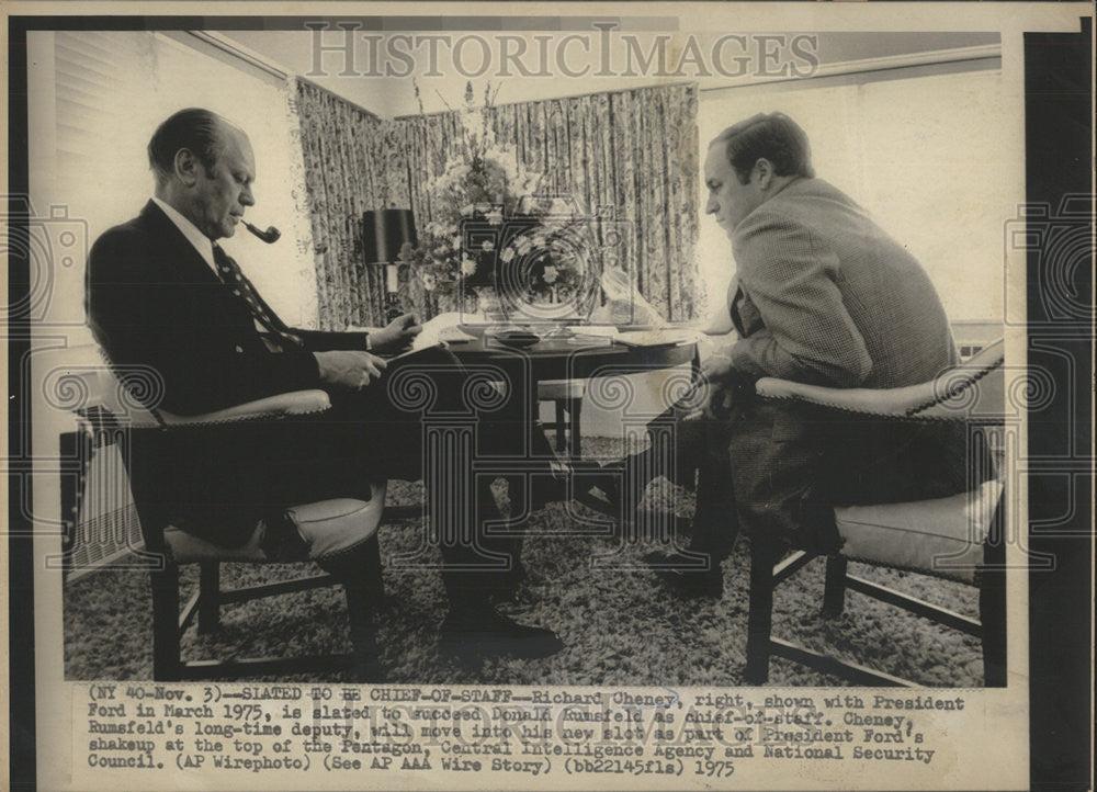 1975 Press Photo Richard Cheney, chief-of-staff to President Ford - Historic Images