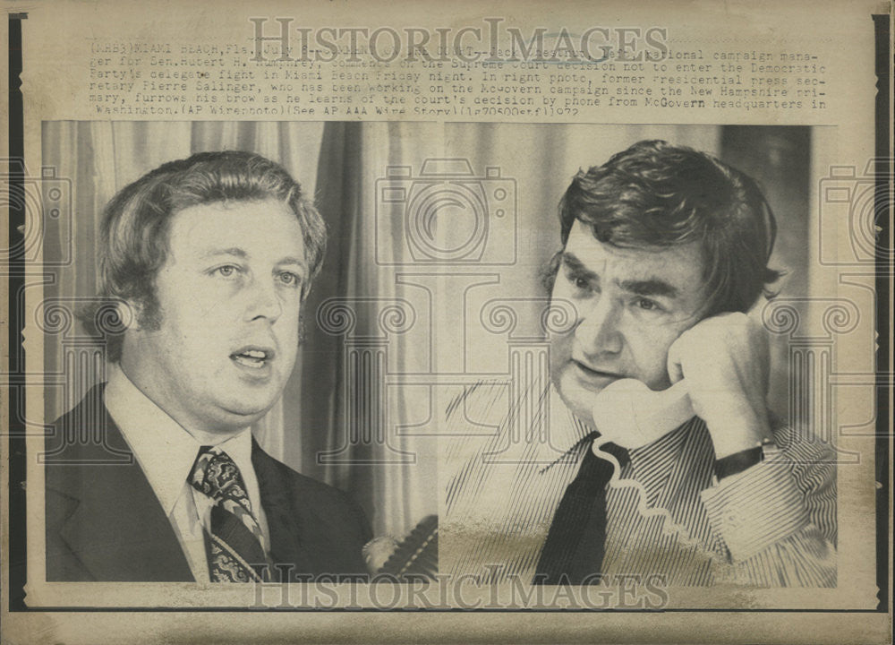 1972 Press Photo Jack Chestnut and Pierre Salinger RE: pres. campaign - Historic Images