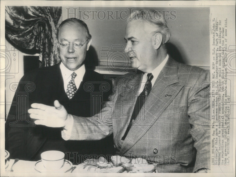 1947 Press Photo United States Ohio Senator John W. Bricker - Historic Images