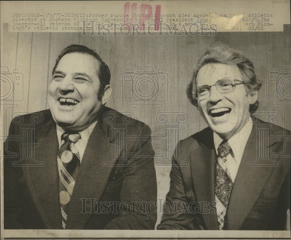 1977 Press Photo Alex Agase becomes Eastern Michigan U. Athletic Director - Historic Images