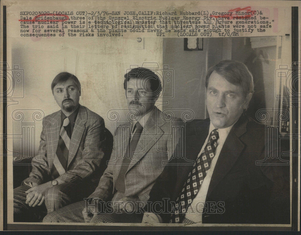 1976 Press Photo Trio Resign From General Electric Nuclear Energy Div. - Historic Images