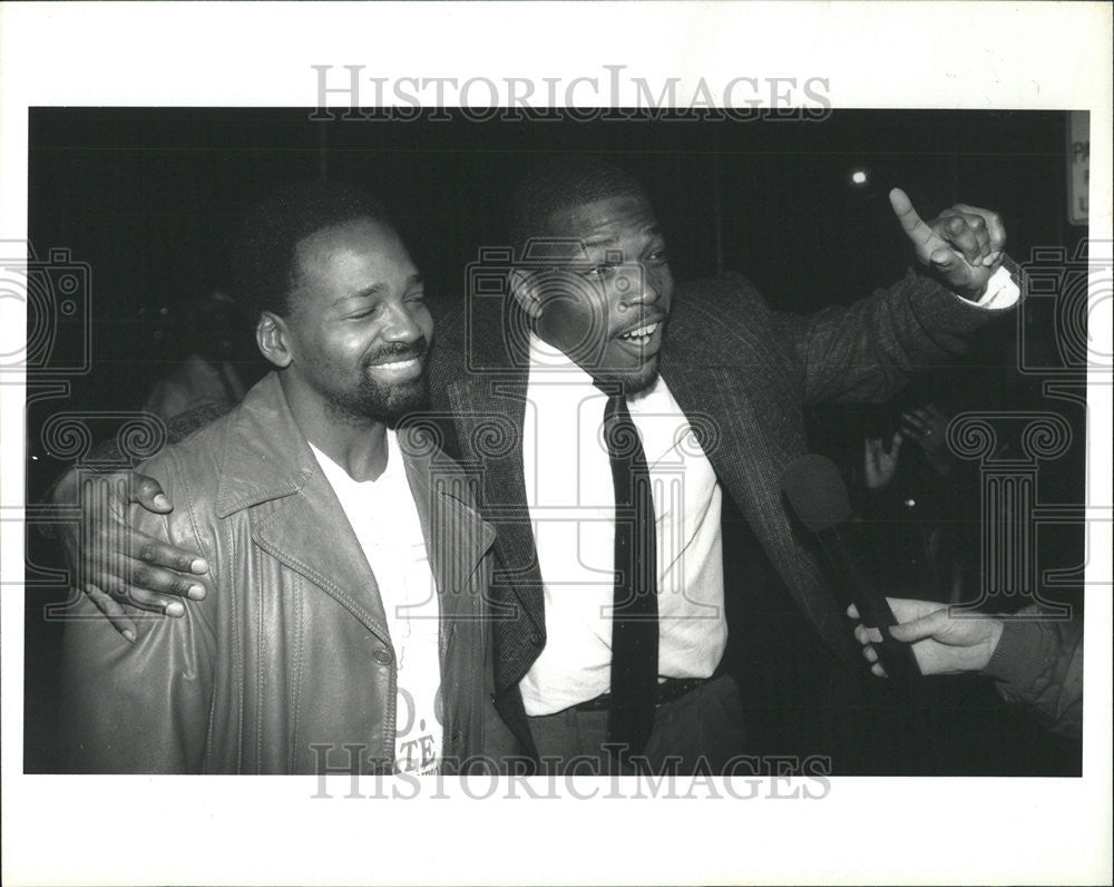 1989 Press Photo Elton Houston &amp; Robert Brown freed after wrongly imprisoned - Historic Images