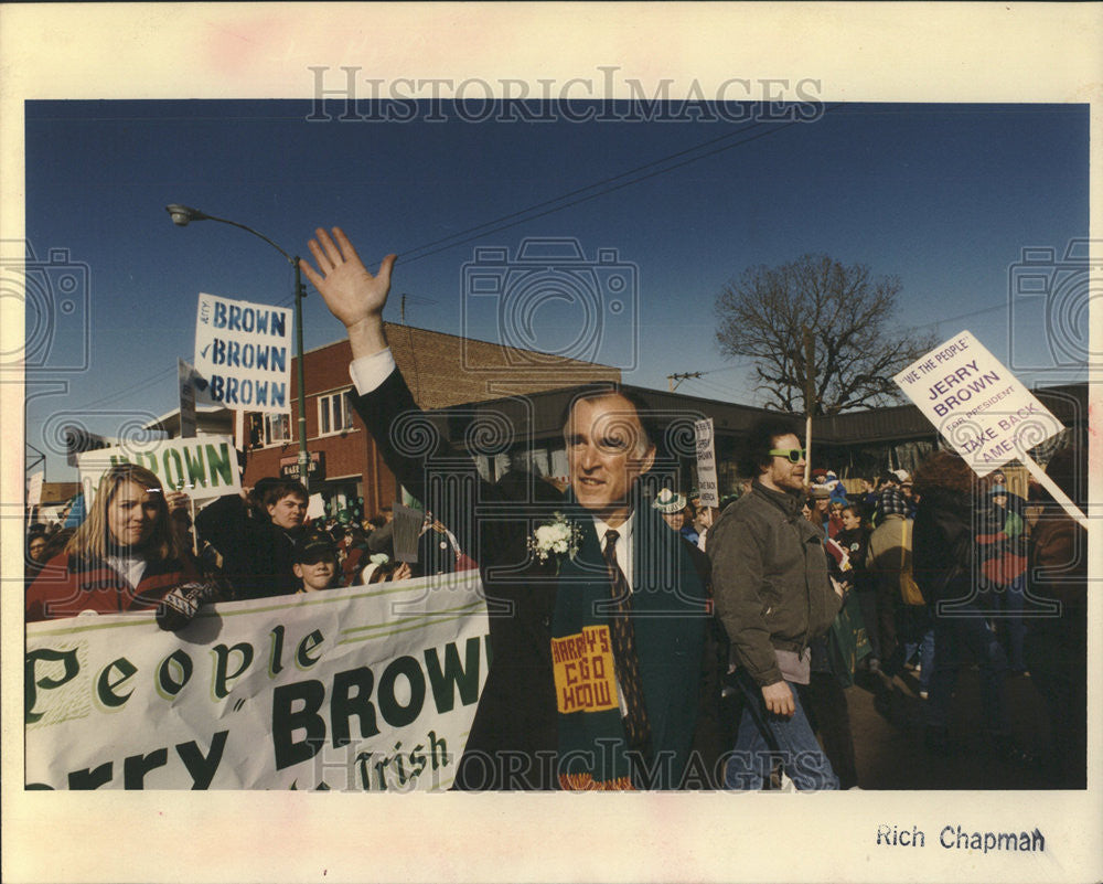 1992 Press Photo  Hopeful Paul Tsongas Jerry Brown Bill Clinton Ann Sather - Historic Images