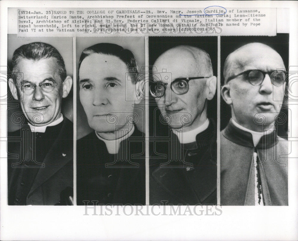 1965 Press Photo Rev Msgr Joseph Cardijn Named To The College Of Cardinals - Historic Images